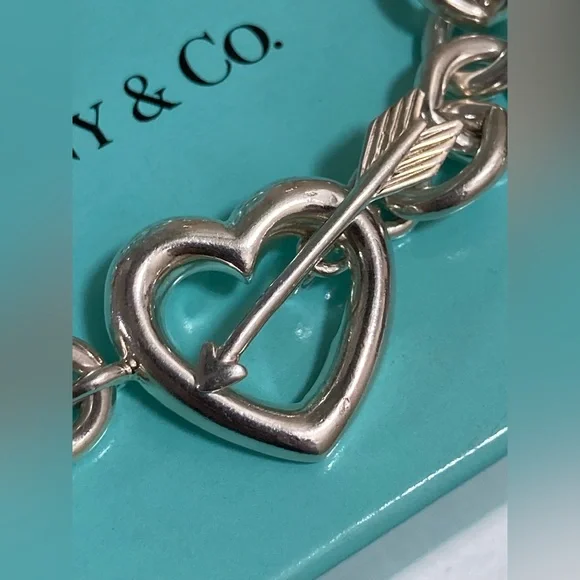 Pre-owned Tiffany & Co. Heart Arrow Motif Chain Bracelet Silver 925 - Picture 4 of 8